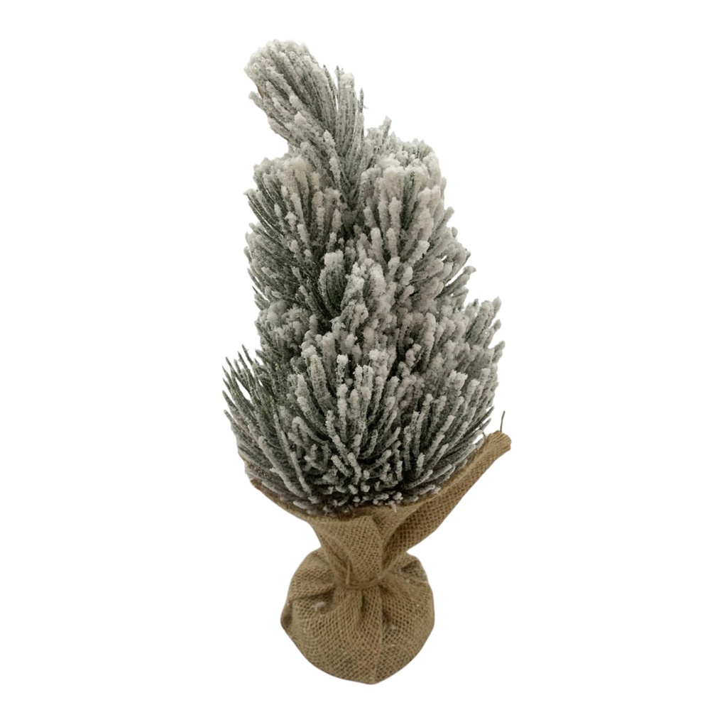Arbol navideño nevado, 30cm base de arpillera