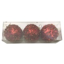 Bolas navideñas x3 9cm , con brillo, en caja de mica