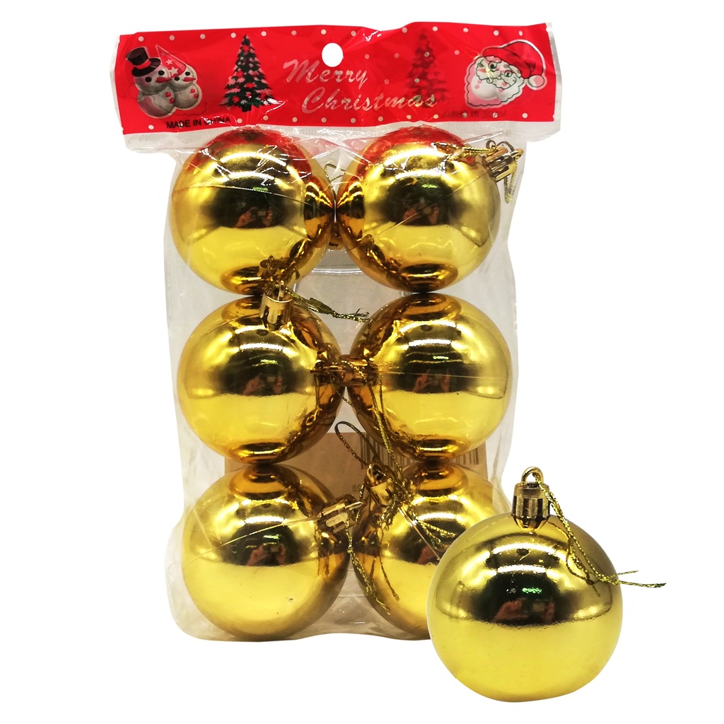 [HN282C] Bolas navideñas x6, 5cm lisas doradas, en bolsa