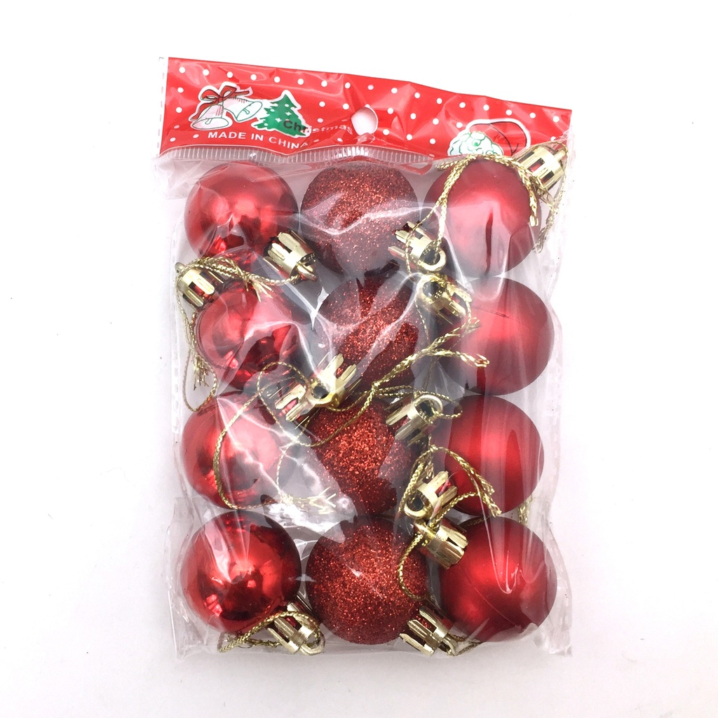[HN296C] Bolas navideñas x12 2cm, ROJO en bolsa
