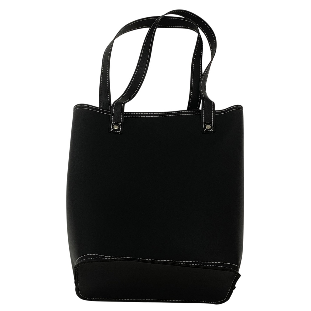 [HW1305] Bolso matera, de PU, con separador, NEGRO