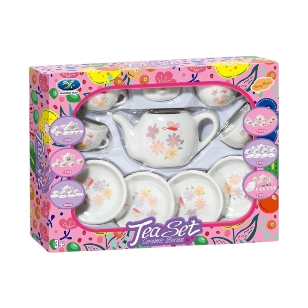 Juego de té, 10 piezas, de cerámica, en caja
