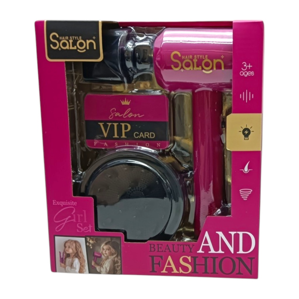 Set de belleza, secador de pelo con difusor y accesorios, en caja