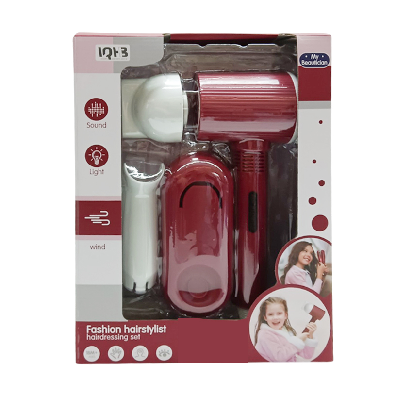 Set de belleza, secador con sonido y accesorios, en caja