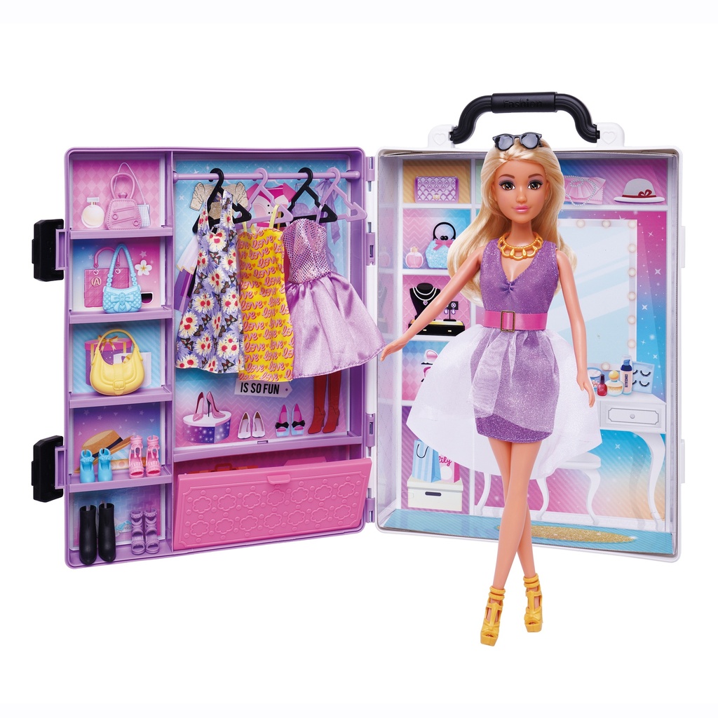 Muñeca articulada, con accesorios, en caja