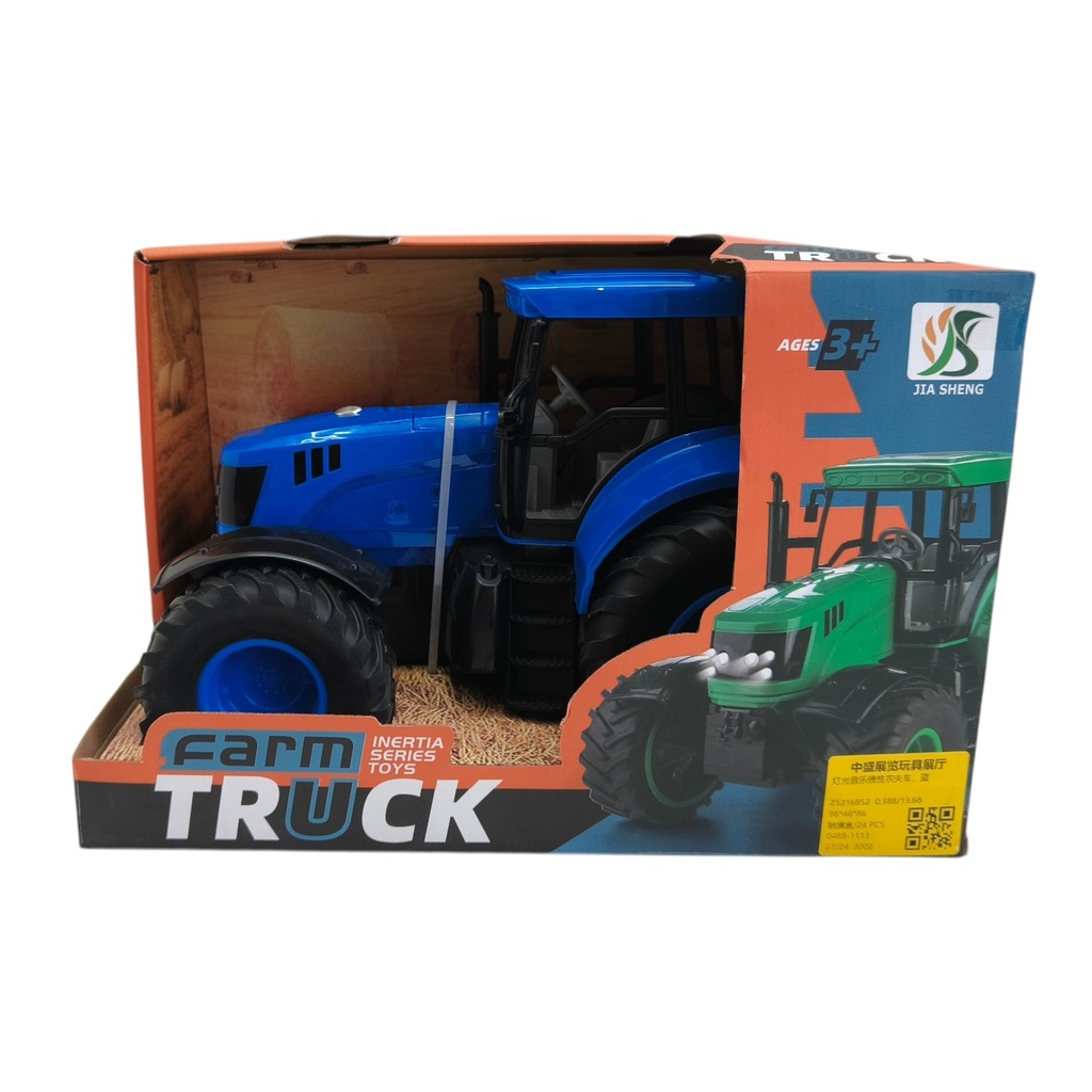 Tractor a fricción, con luz y sonido, en caja varios colores