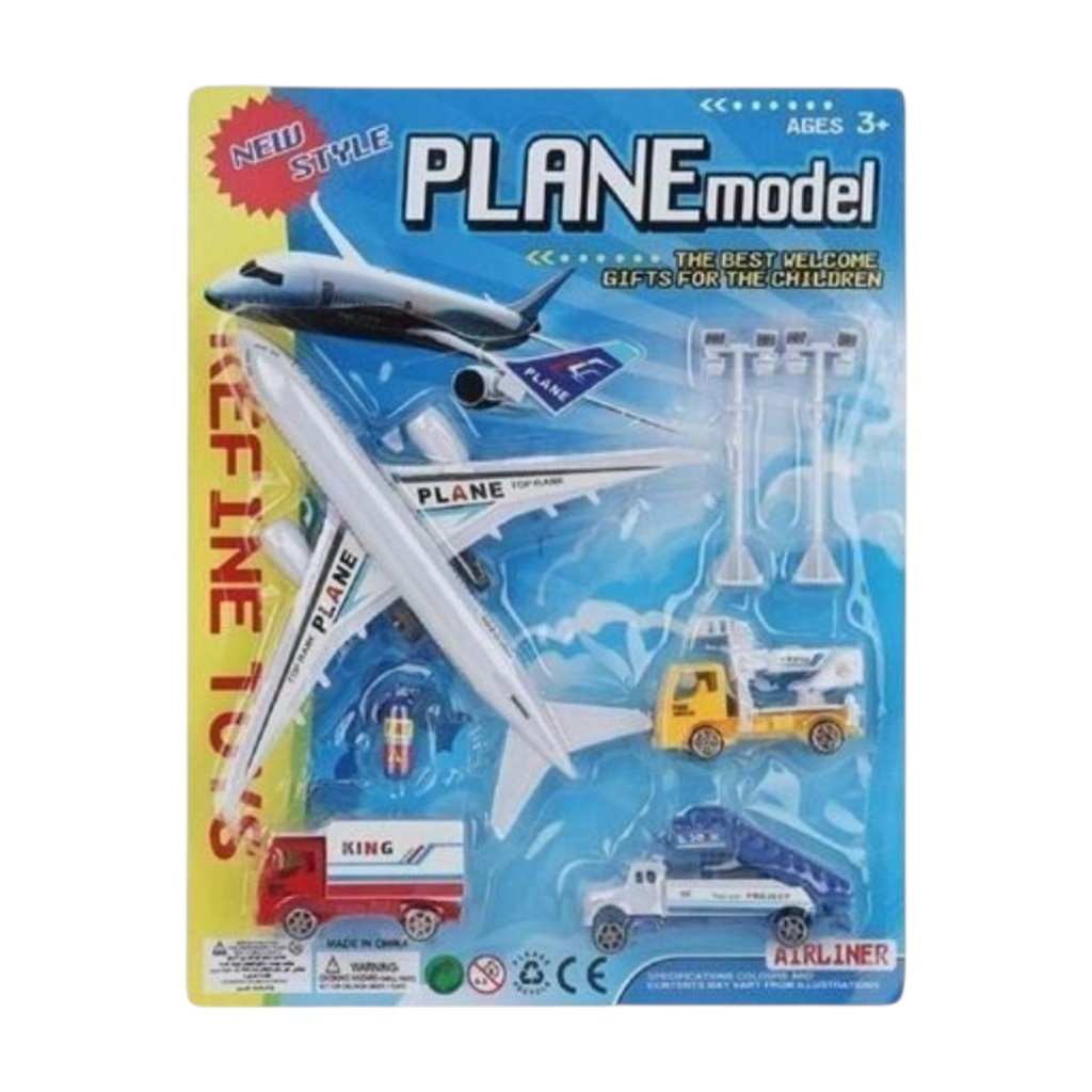 Avión con accesorios, en blister