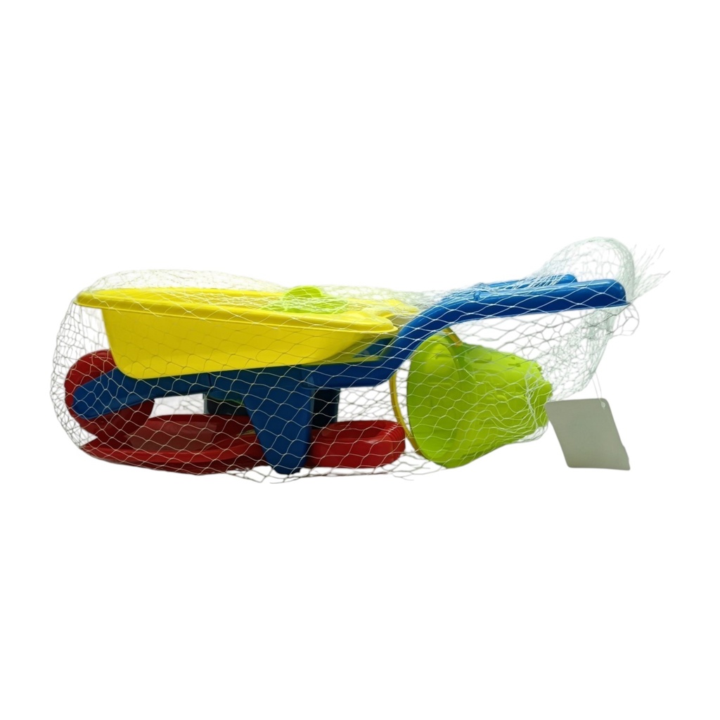 Juego de playa, carretilla de plástico, 6 piezas, en red