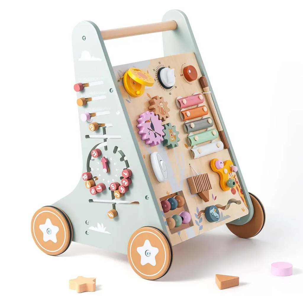 Andador caminador didáctico, de madera, en caja