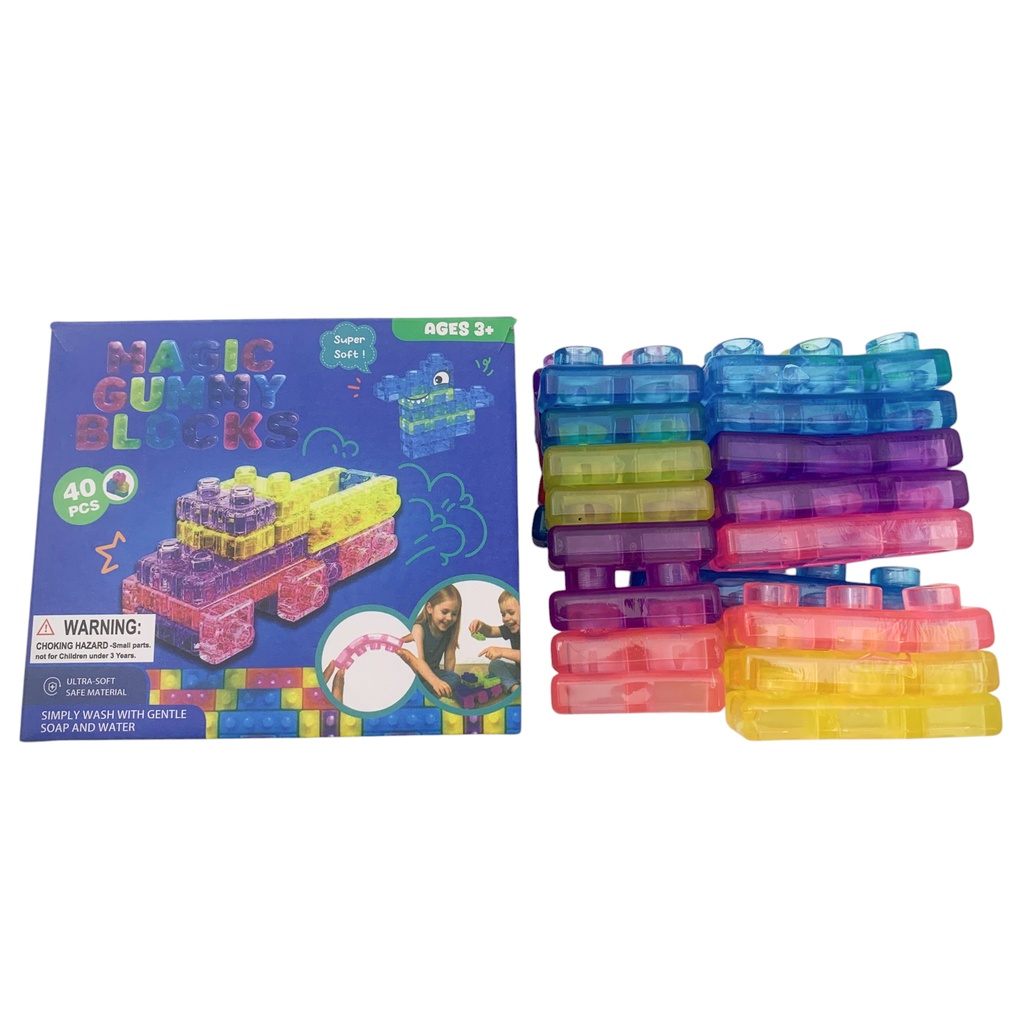 Bloques de goma, jelly, 40 piezas, superflexibles, en caja