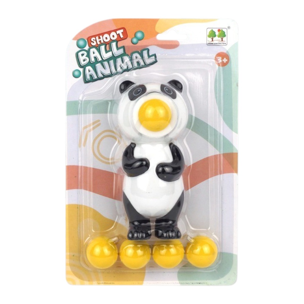 Lanza pelotas con 4 pelotas, panda, en blister