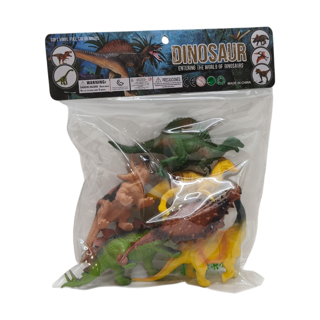 Dinosaurio de plástico x7, en bolsa