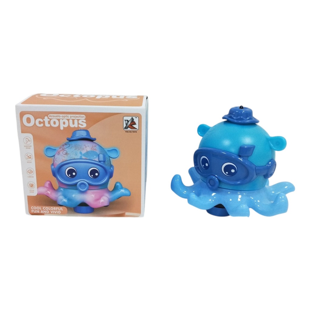 Didáctico pulpo con proyector, sonido, luz y movimiento, en caja, varios colores