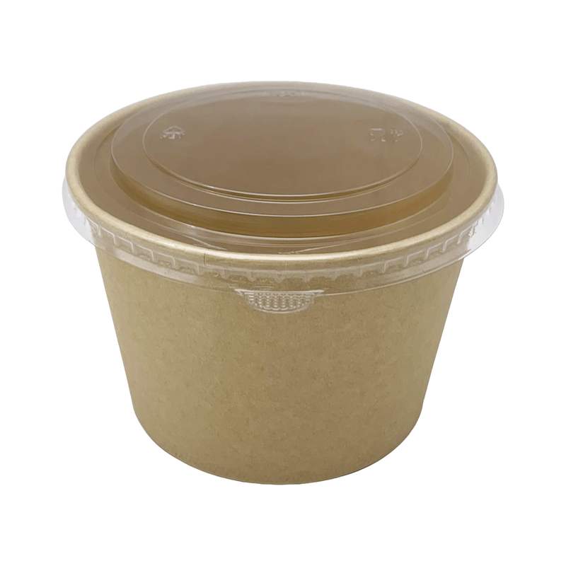 Bowl descartable vianda de papel con tapa de plástico 1100ml, PACK x50