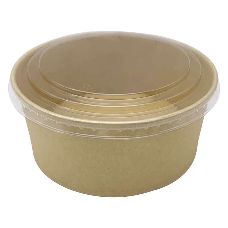 Bowl descartable vianda de papel con tapa de plástico 1400ml, PACK x50