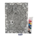 Cuadro para colorear por números, con acuarelas, 2 pinceles, diseño caballo en caja