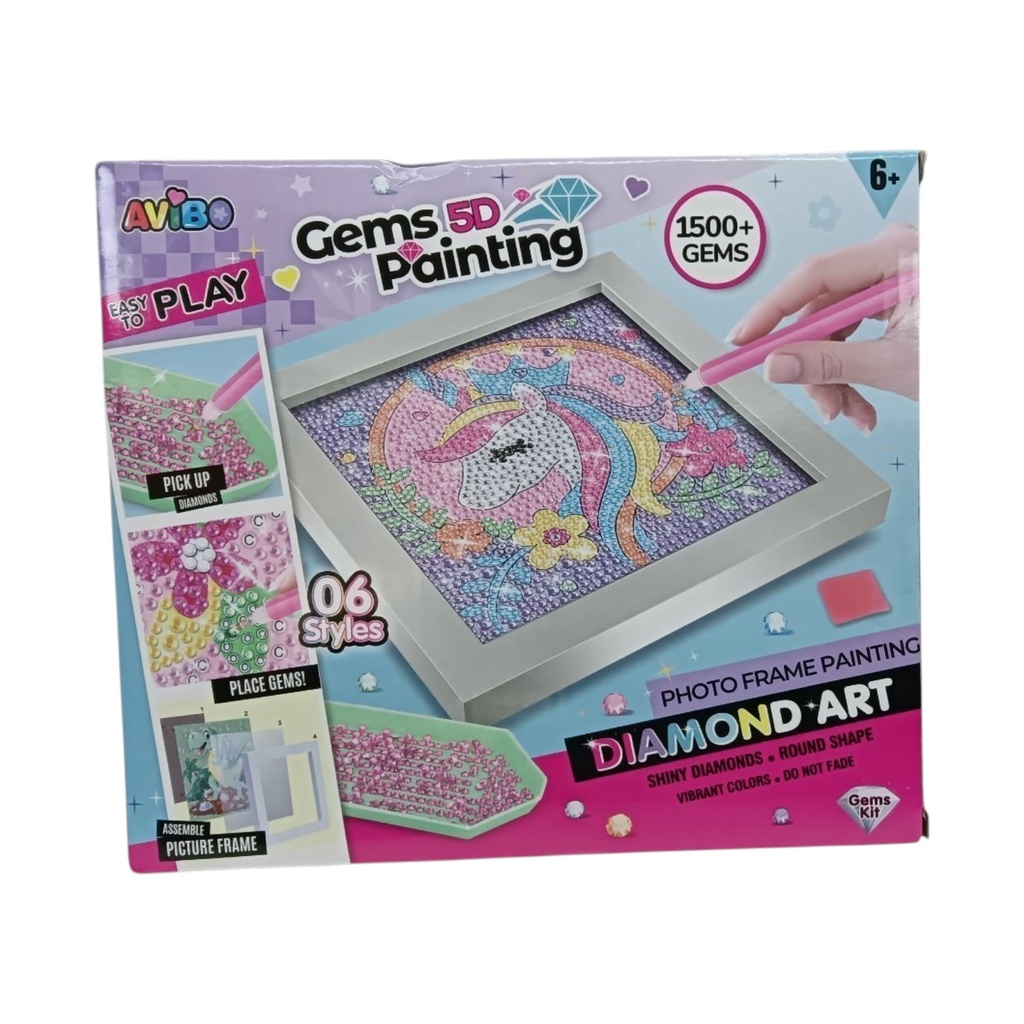 Cuentas diamantes de acrílico para colorear, lámina con marco, en caja