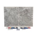 Cuadro para colorear por números, con acuarelas y pinceles, diseño fondo del mar, en caja