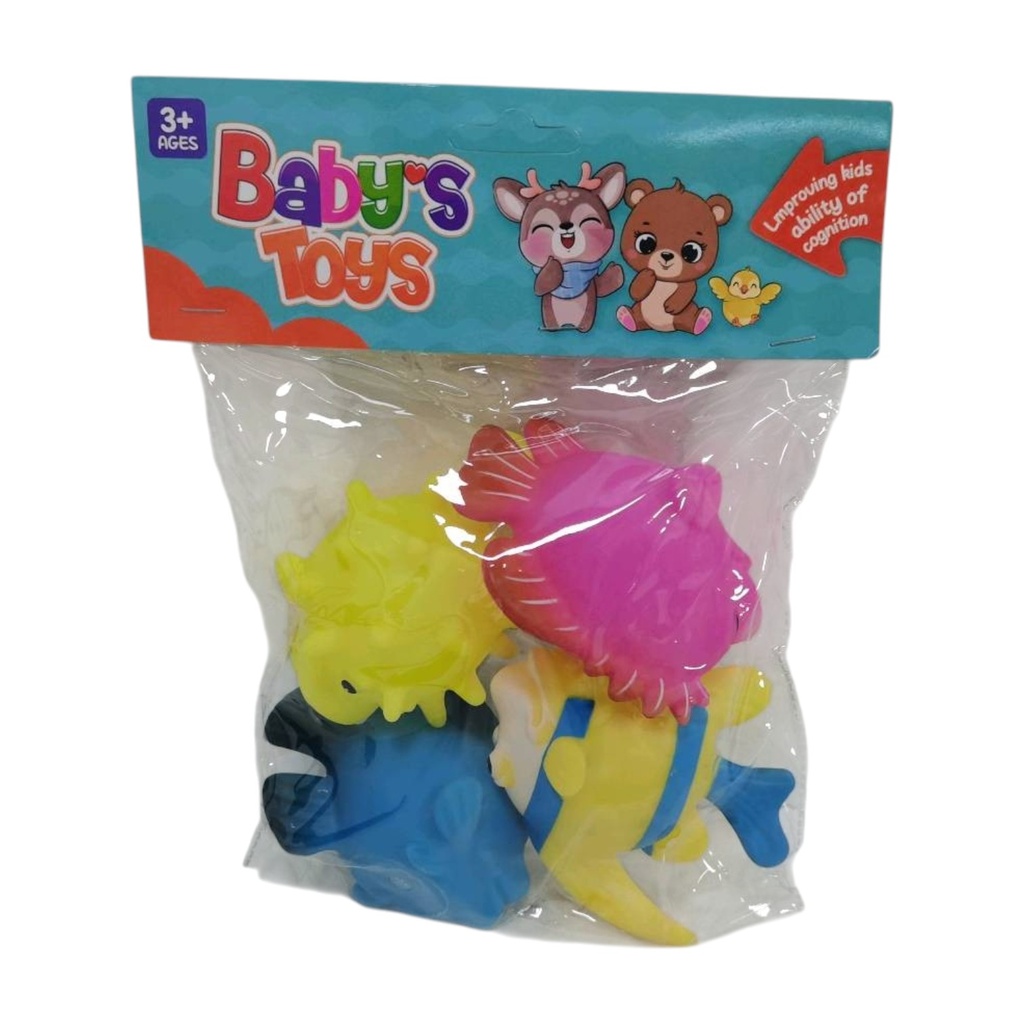 Animales de goma con chifle x4, en bolsa