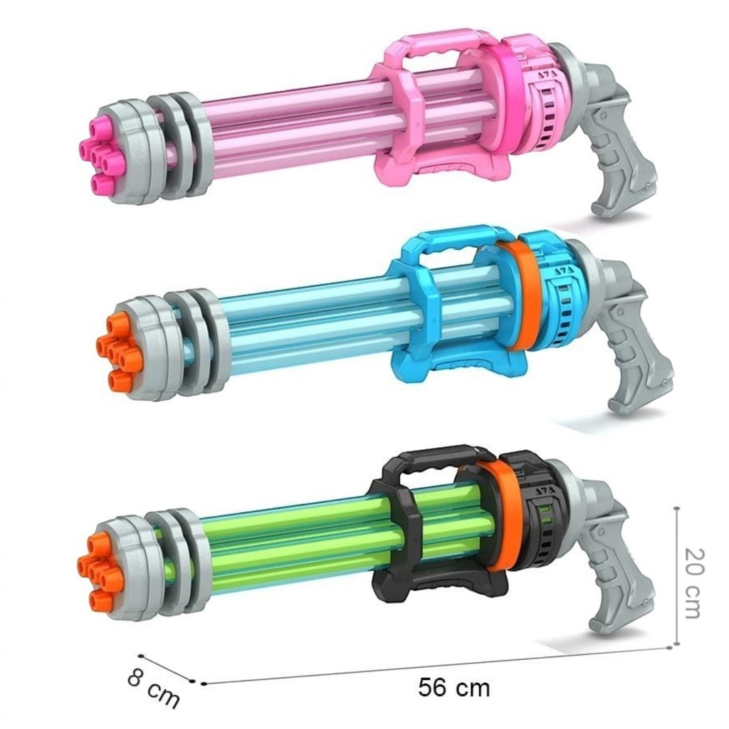 [JU8765] Pistola de agua, 56cm, 5 caños, en bolsa, varios colores