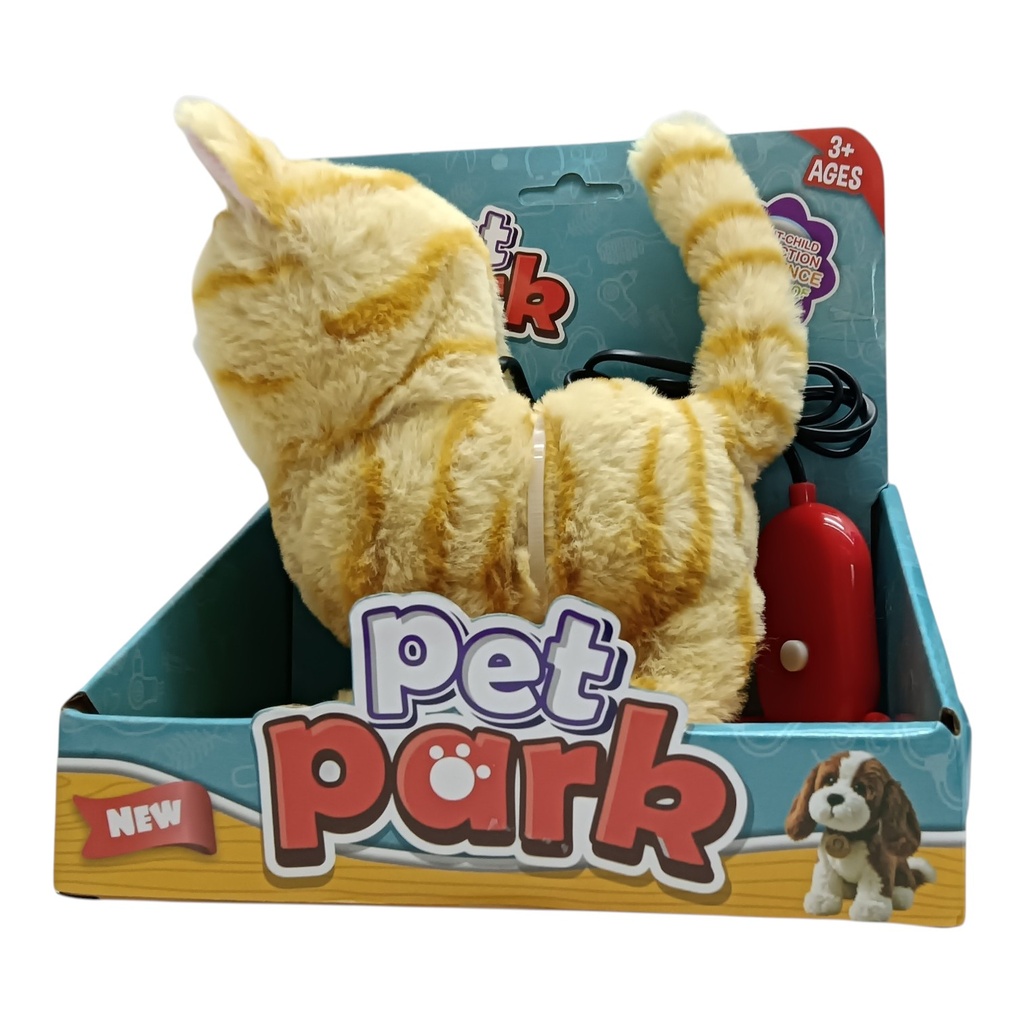 Peluche mascota con movimiento, con correa, en caja, varios diseños