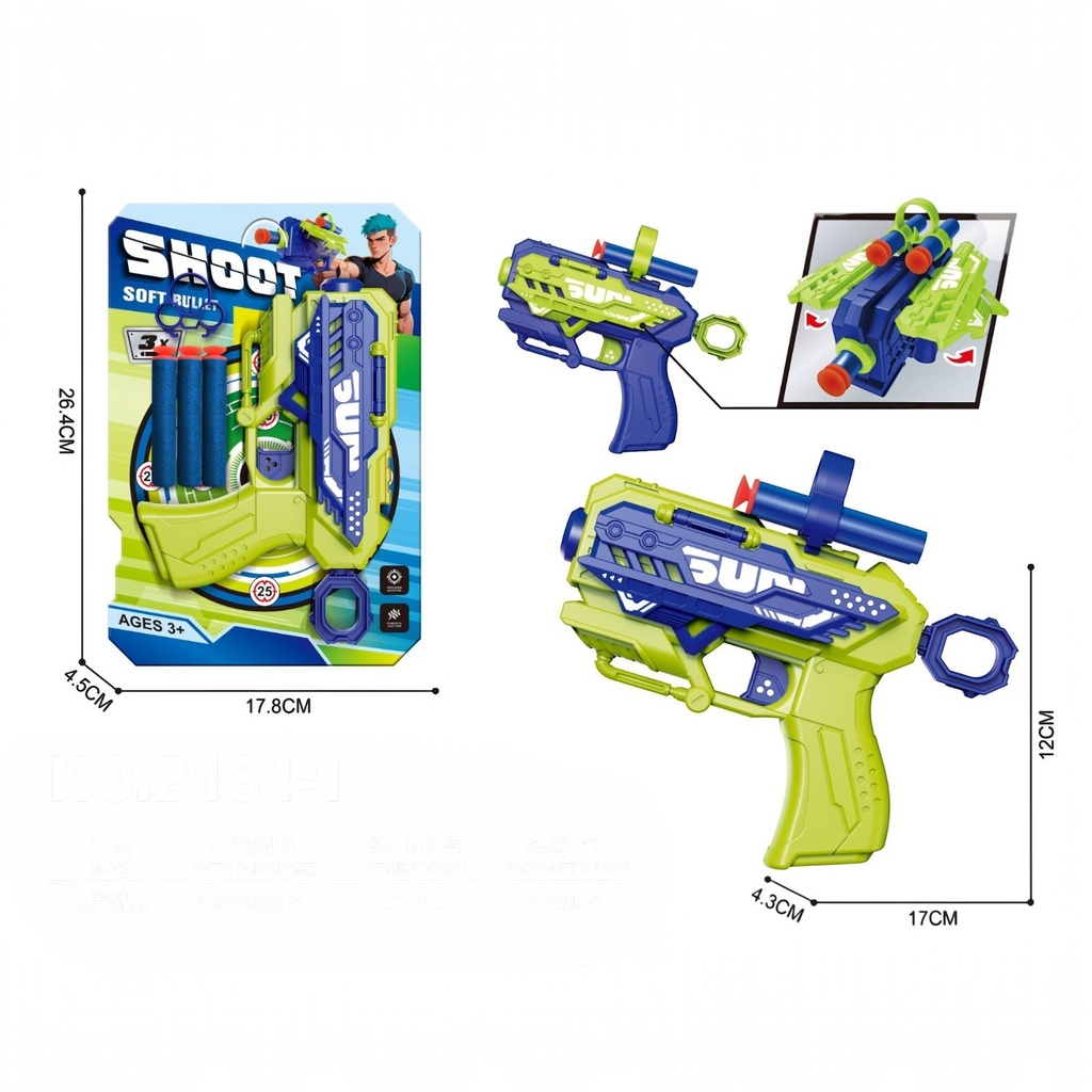 Pistola lanza dardos, en blister