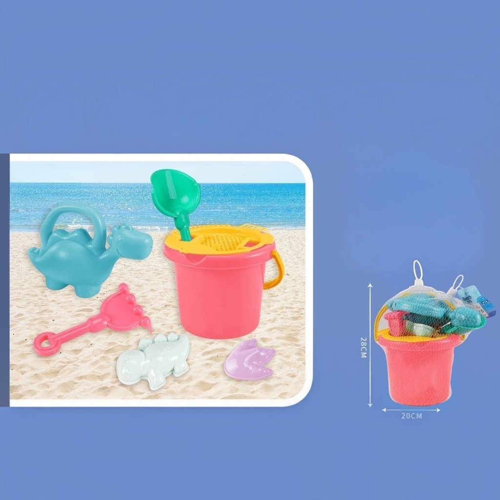 Juego para playa, balde, 6 piezas, en red