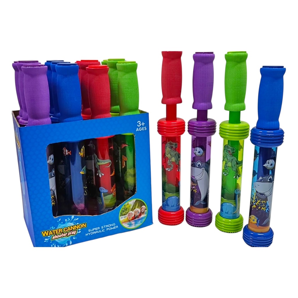 Lanza agua de plástico, CAJA x12, varios colores