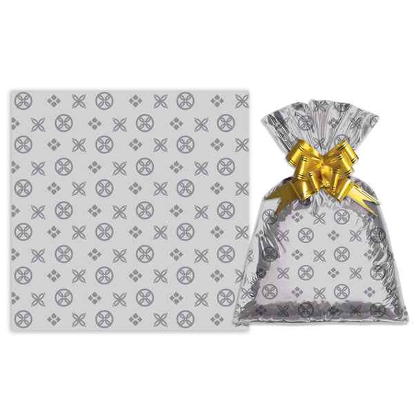 [G3155N] Bolsa de regalo metalizado con diseño mediana PACKx50
