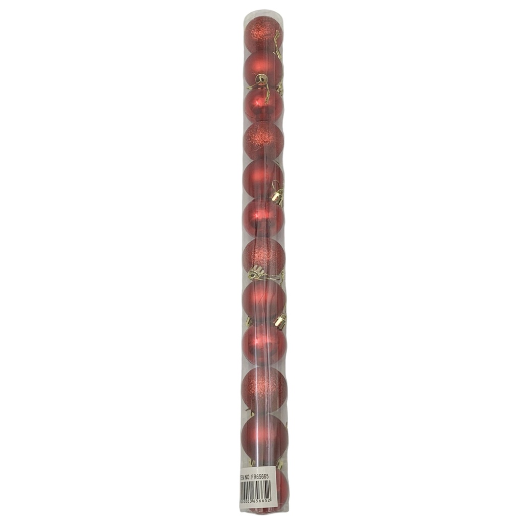 Bolas navideñas x12 4cm, ROJO, en tubo