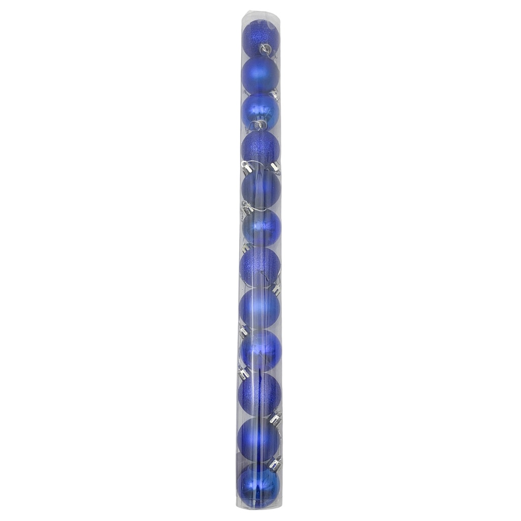 Bolas navideñas x12 4cm, AZUL, en tubo