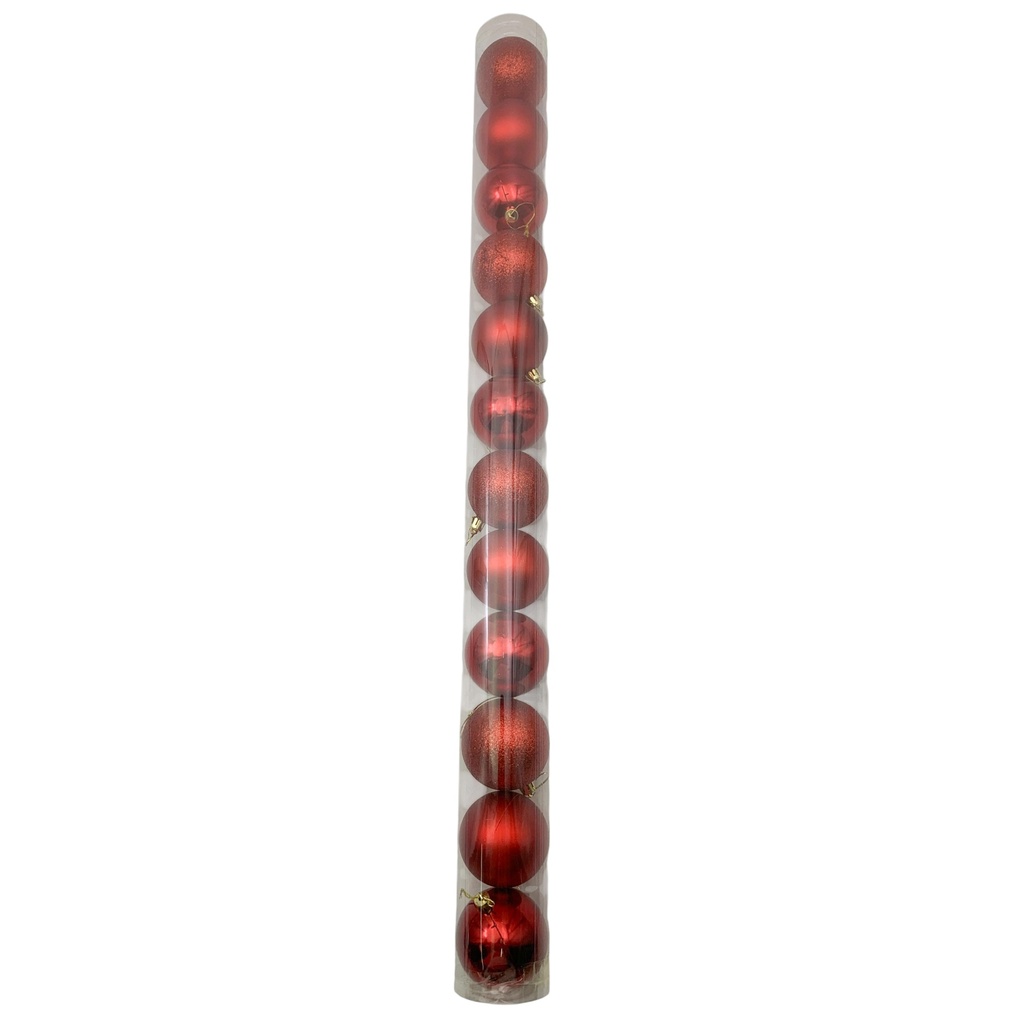 Bolas navideñas x12 7cm, ROJO, en tubo