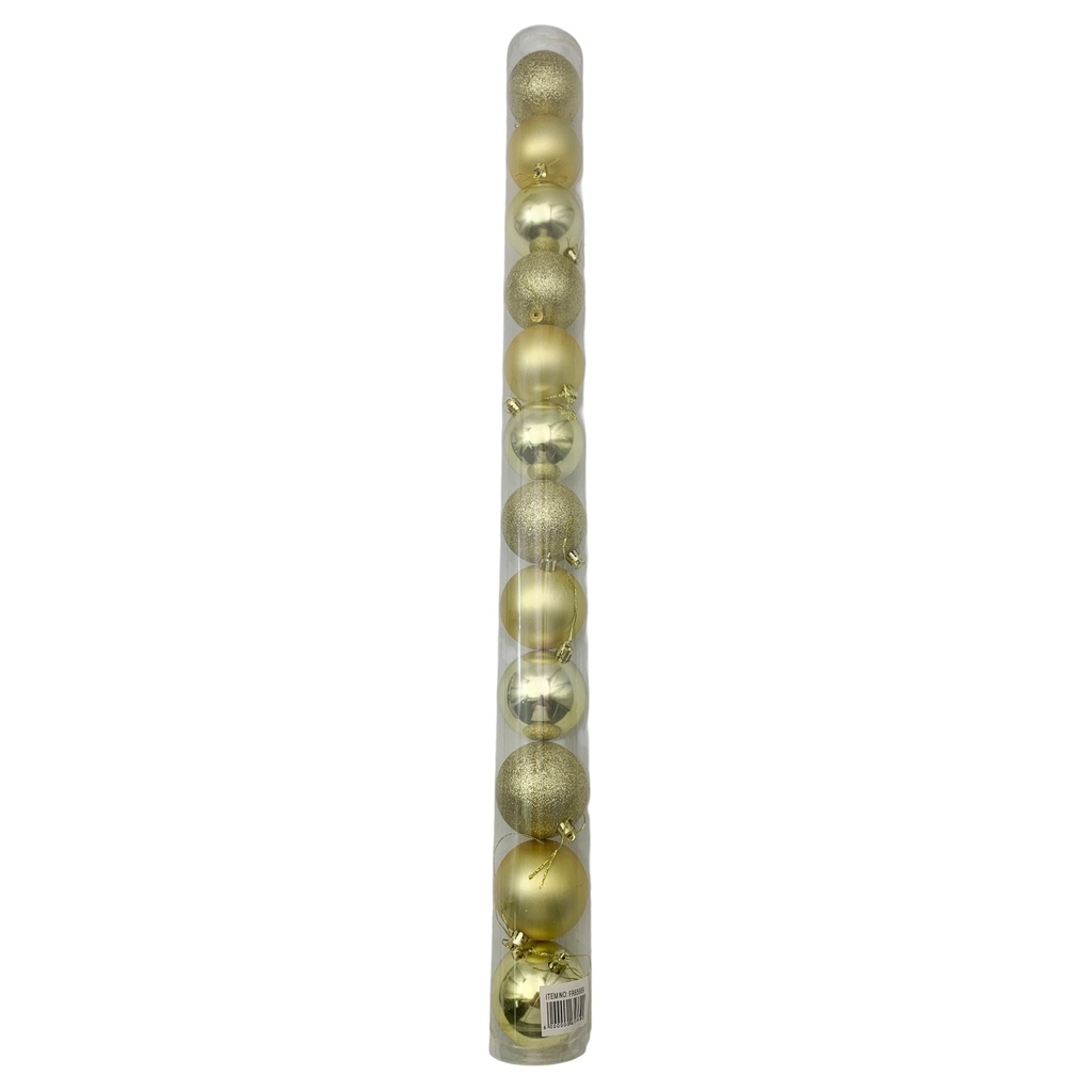 Bolas navideñas x12 7cm, DORADO, en tubo