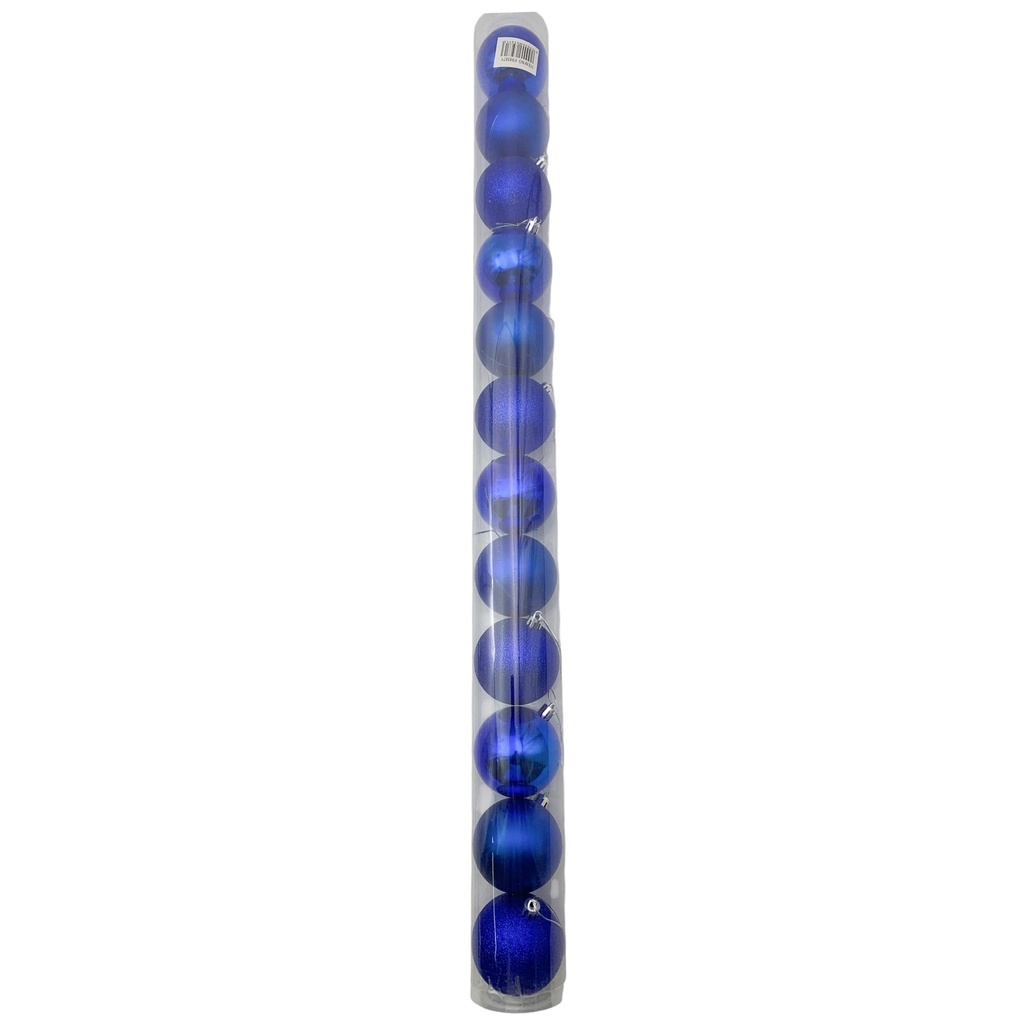 Bolas navideñas x12 7cm, AZUL, en tubo
