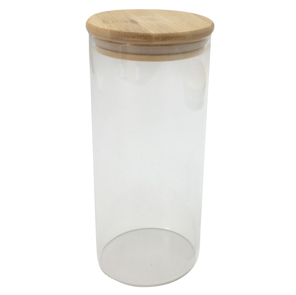 Frasco de vidrio con tapa de bambú, 1100ml, en caja