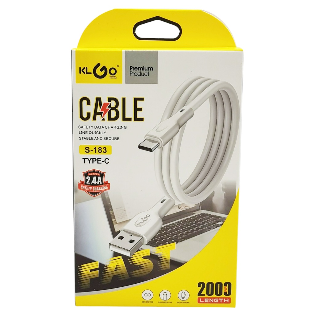 [HE1842] Cable USB-C 2m, varios colores, KLGO, en caja
