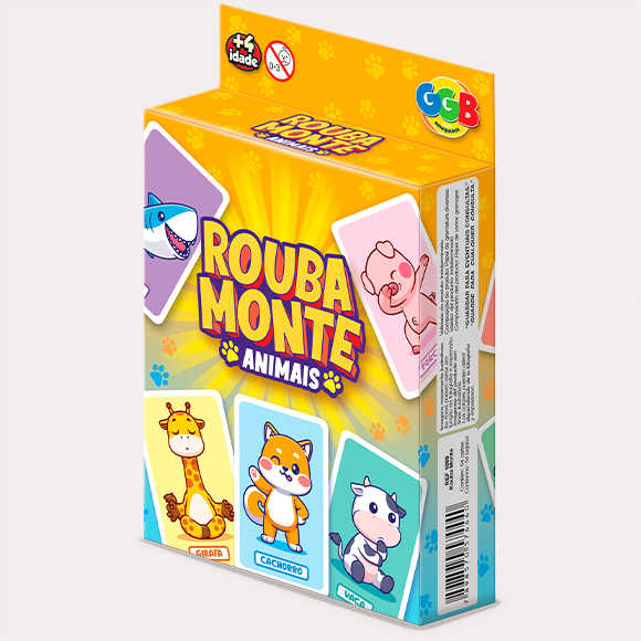 Juego de mesa, 54 cartas, roba montón, animales en caja