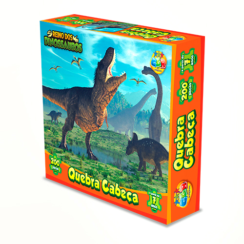 Puzzle de cartón, 200 piezas, dinosaurios en caja
