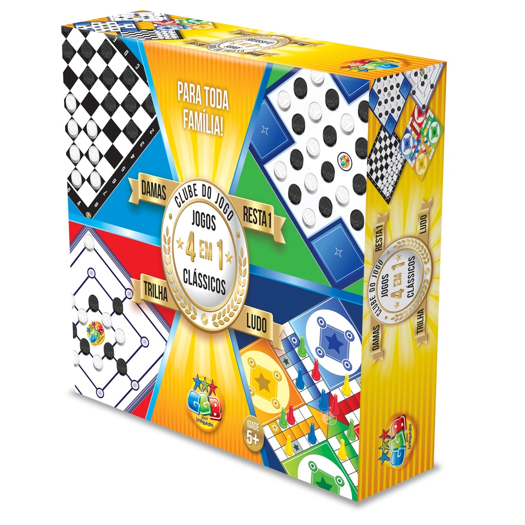 Juego de mesa, 4en1, ludo, damas, trilha, resta 1, en caja