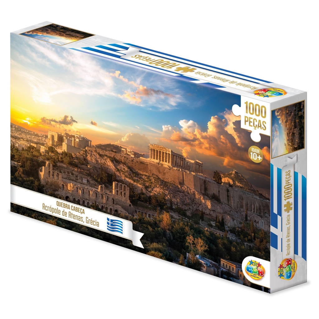 Puzzle de cartón, piezas, Atenas, en caja