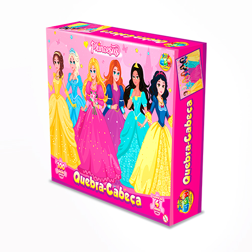 Puzzle de cartón, 100 piezas, princesas en caja