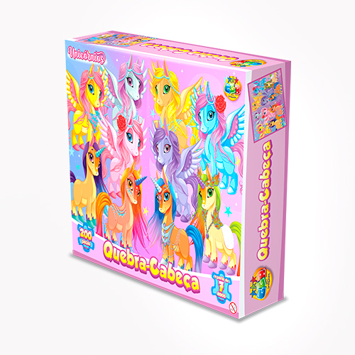 Puzzle de cartón, 200 piezas, unicornios en caja