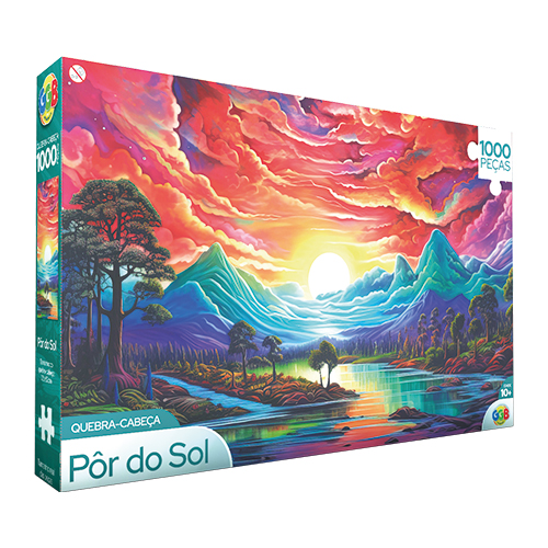 Puzzle de cartón, 1000 piezas, puesta de sol, en caja